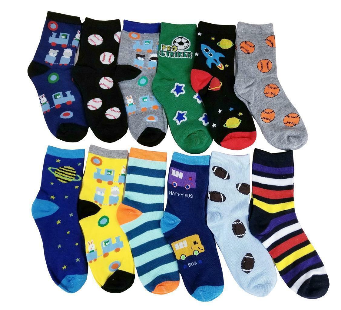 Different Touch 12 Pairs Lots  Kids Boys Novelty Design Crew Socks