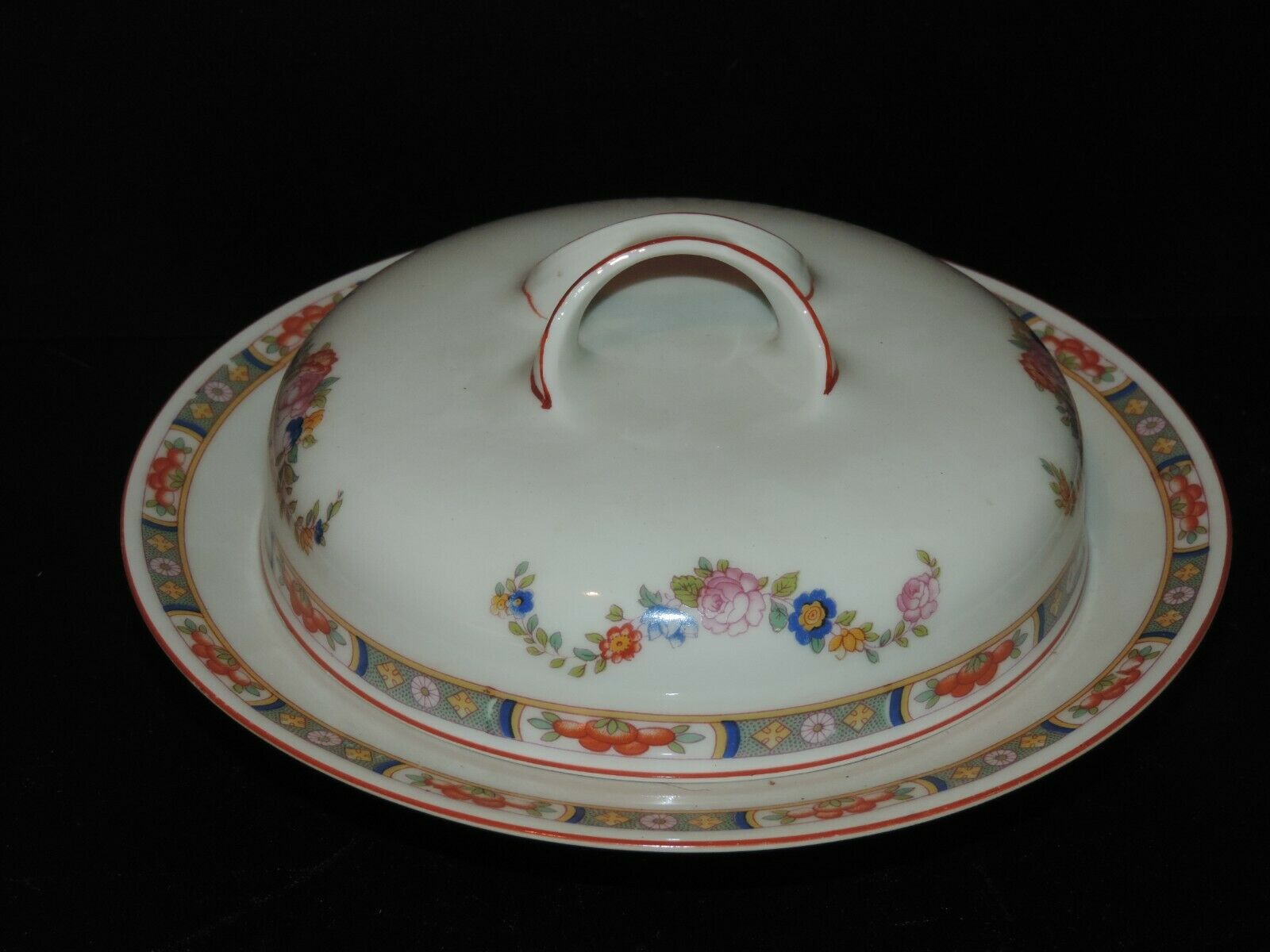 Altrohlau Alt61 Pattern Covered Butter With Insert / Minton Rose