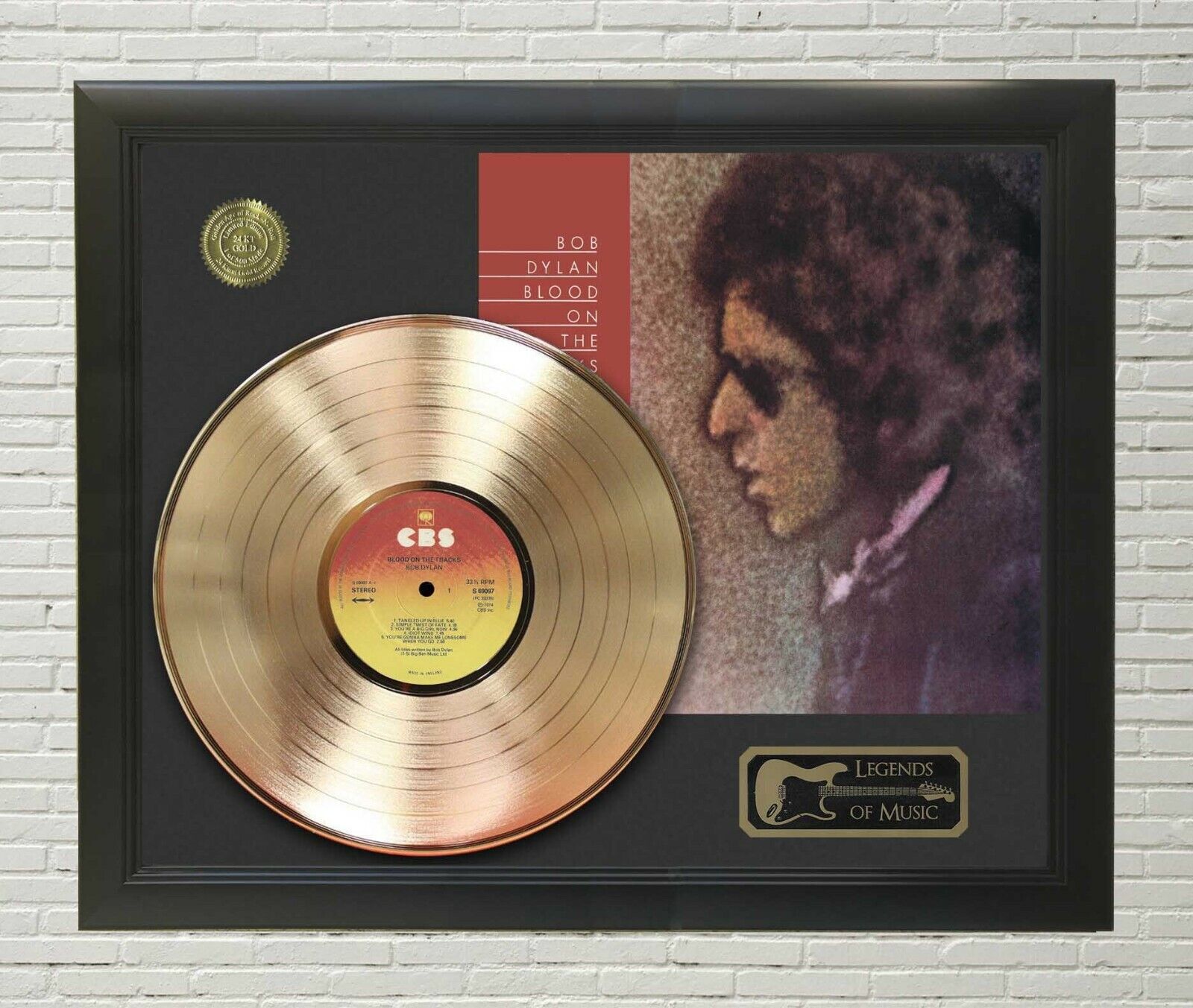 Bob Dylan Framed Wood Legends Of Music Lp Record Display. "c3"