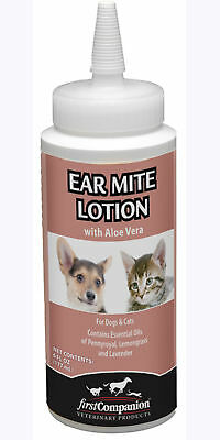 Ear Mite Medicine Lotion Aloe Dog Cat 6oz All Natural Insecticide Free