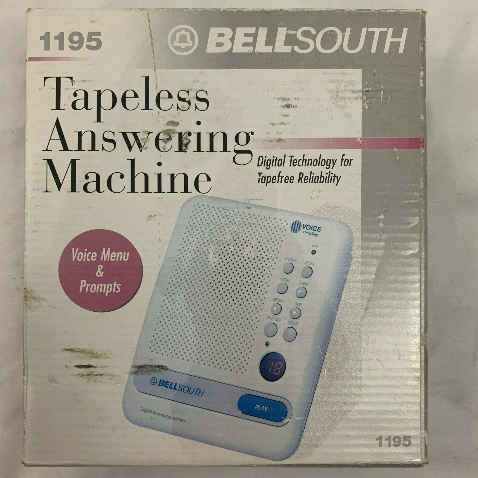Bellsouth Tapeless Answering Machine 1195 Digital, Vintage 1995 White New