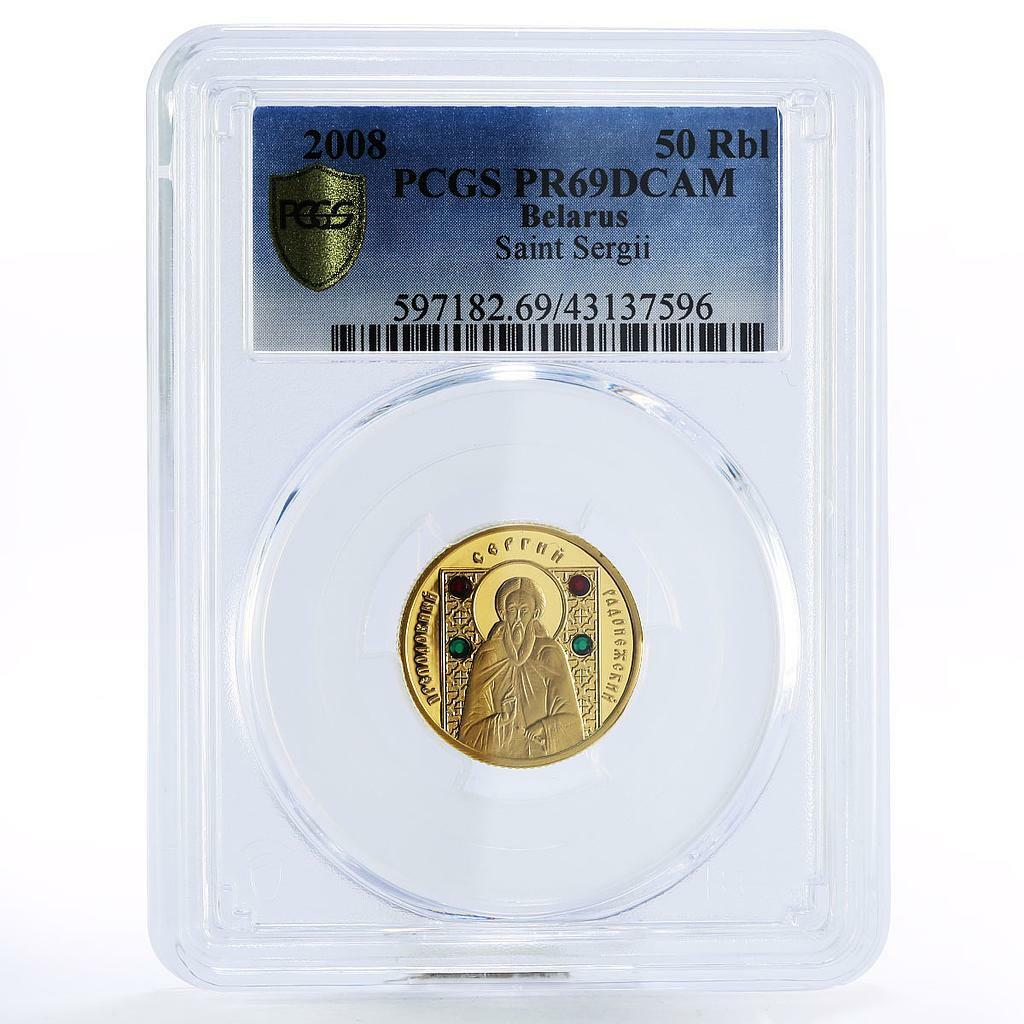 Belarus 50 Rubles Saint Sergii Faith Religion Pr69 Pcgs Gold Coin 2008