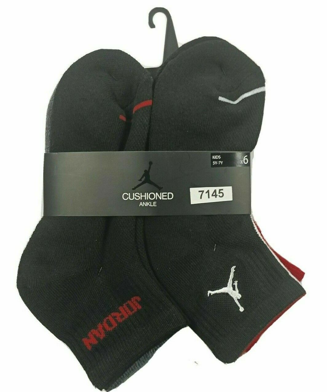 6 Pairs Nike Jordan Boys Quarter Socks Cushioned Basketball 7-9 Shoe Size 3y-5y