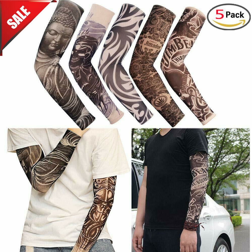 5 Pcs Tattoo Cooling Arm Sleeves Cover Uv Sun Protection Basketball Sport Usa
