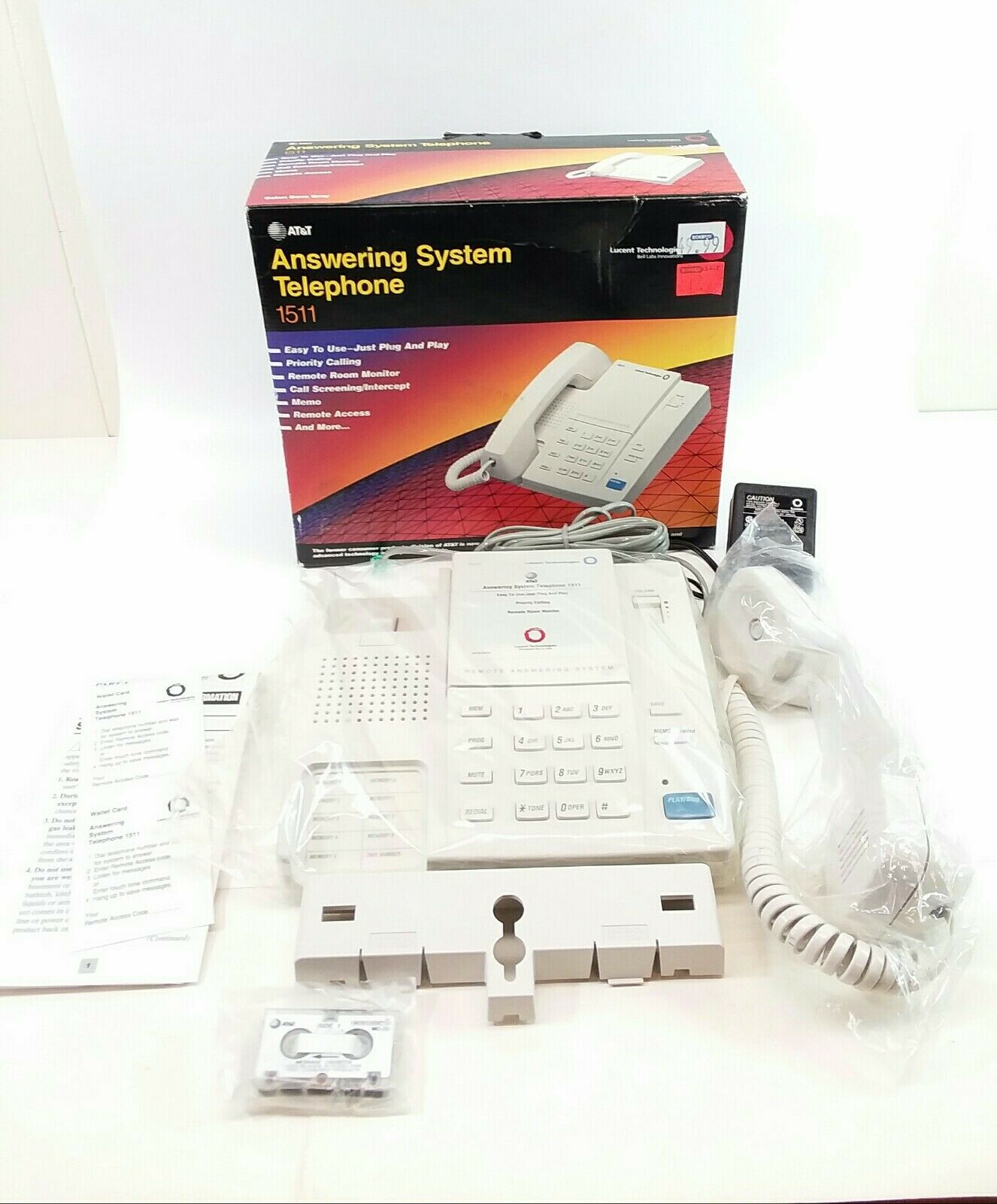 New Old Stock Vintage At&t Answering System Telephone 1511 Micro Cassette Lucent